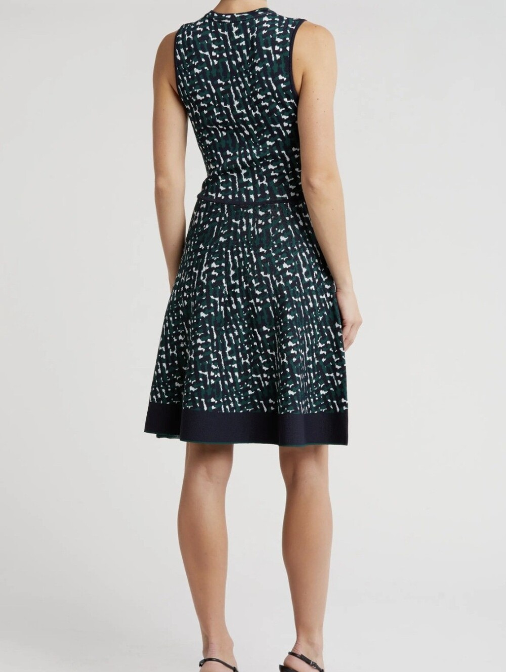 Eliza J Green- Navy Sleeveless Geometric Knit Fit & Flare Sweater  Dress Sz.PL - Picture 7 of 16
